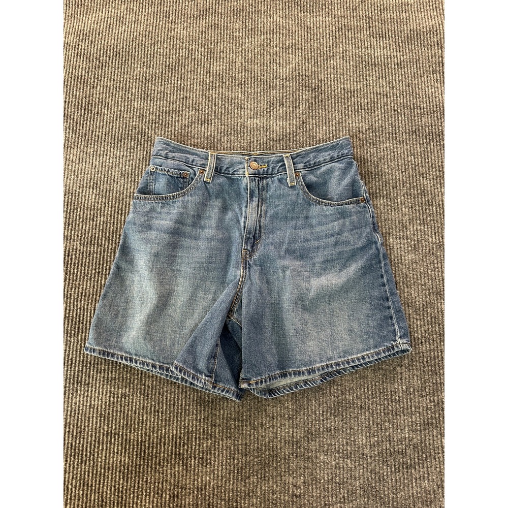 Levi's Womens High Baggy Shorts 30 Blue Denim High Rise Relaxed Fit